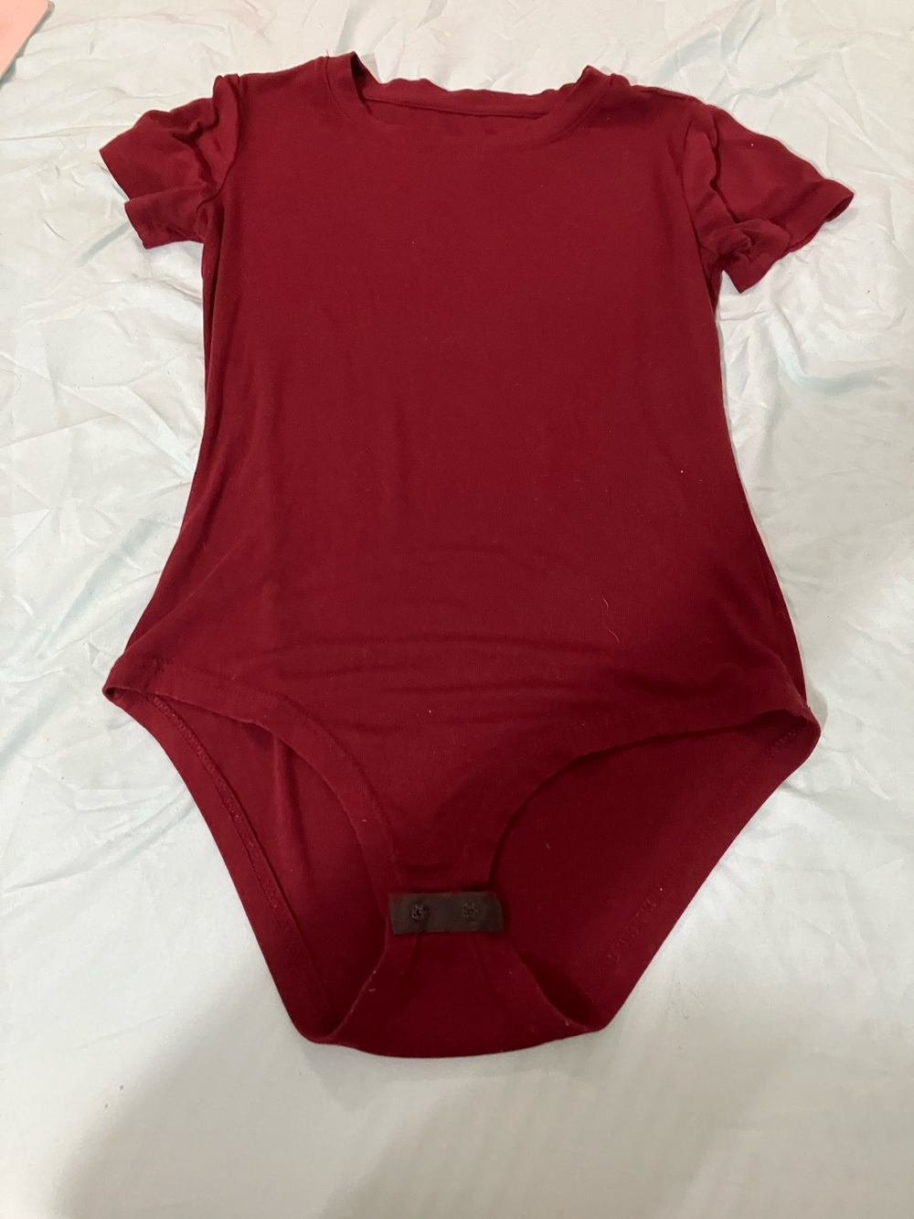 Women's Short-Sleeve Burgundy Bodysuit